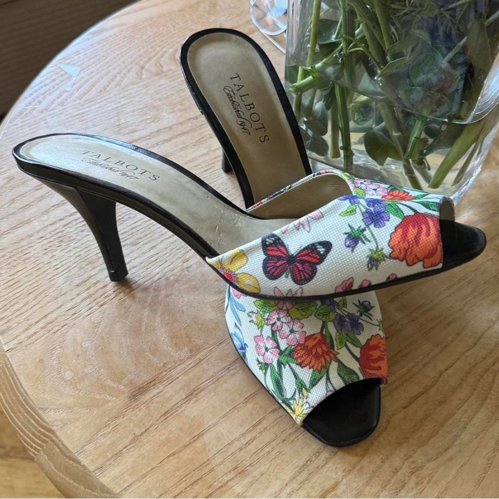 Talbots Floral Open-Toe Heels - Multicolor
